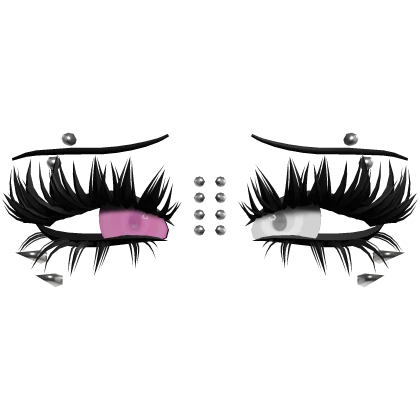 ♡ emo lashes w piercings (pink/white)