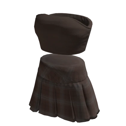 brown y2k tube top with pleated skirt outfit