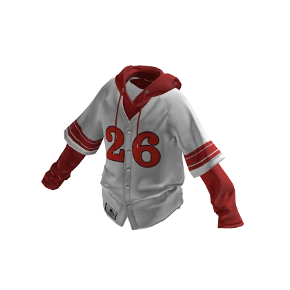 💗Y2K BASEBALL SHIRT WITH HOODIE_WHITE/RED