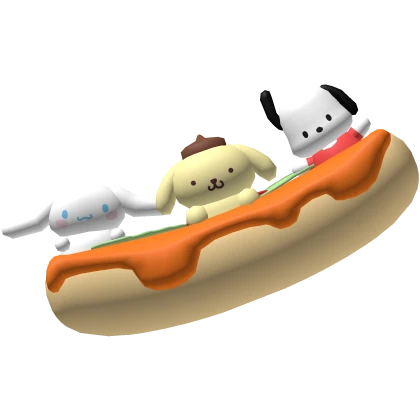 ꒰ ★ ꒱ cute hotdog w/ two cute dogs and a bunny