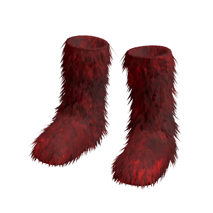 Fur Boots Red Fuzzy Furry Cozy Winter Shoes Y2K