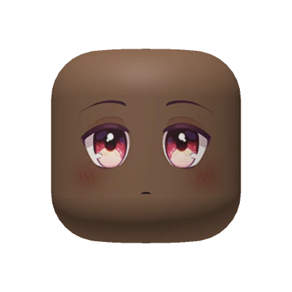 Cute Anime Face (black skintone w/ blush) 