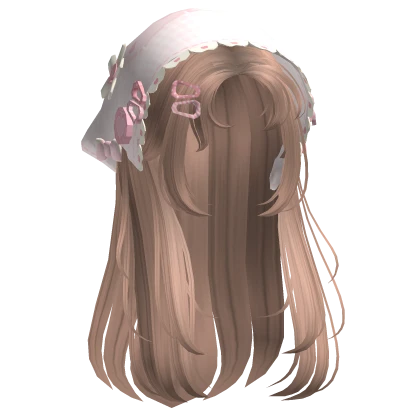 Milktea Wispy Hair W/ Mori Kei Pink Bonnet