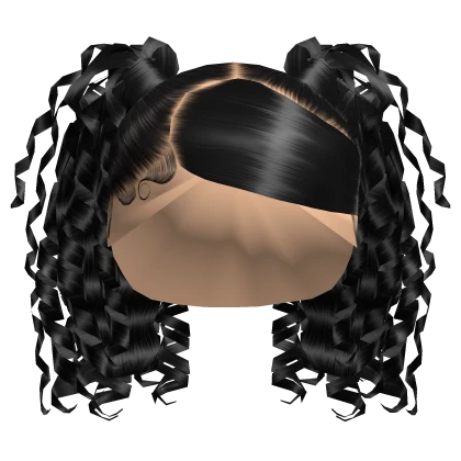 ☆ Black Side swoop curly pigtails