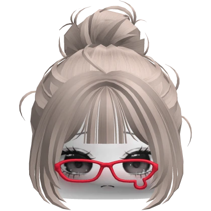 Kawaii Teary Glasses Bun Hair 💧