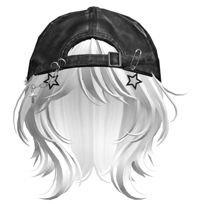 White Short Wolf Cut Hair with Y2K Distressed Hat
