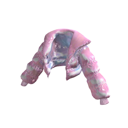 BB Pink Holographic Shiny Puffer Coat