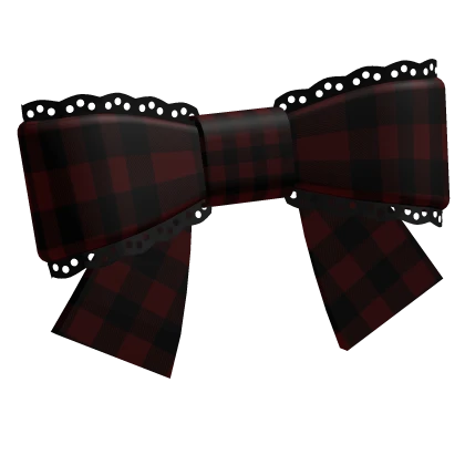 † : dark red plaid lace hair bow