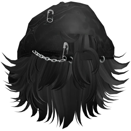 Messy Emo Boy Hair w/ Backwards Cap (Black)