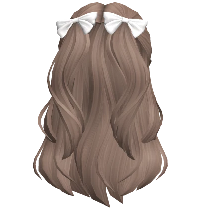 Flowy Half Up Hair /w Bows (Milktea)