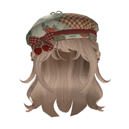 igari mori kei blonde hair with red cherry beret