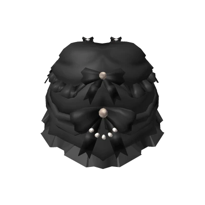 Hime Gothic Bow Bustle Skirt with Pearls in Black