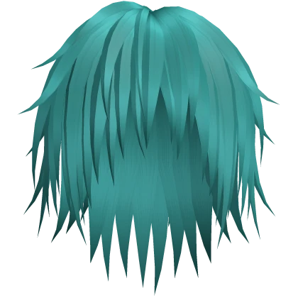Teal Messy Anime Boy Hair