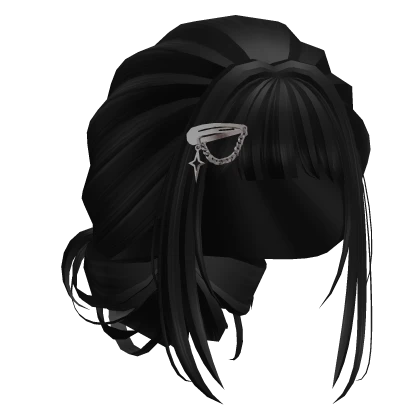 🦇Black Cute Messy Bun w Bangs & Y2K Clip🦇