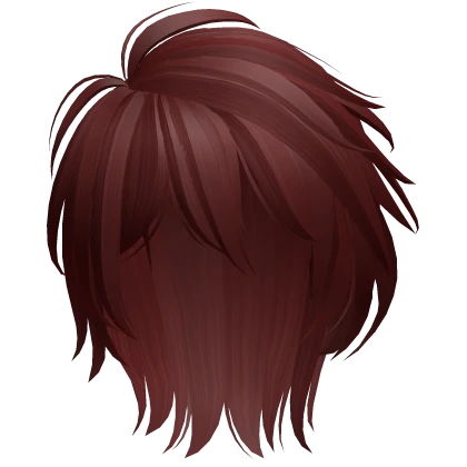 messy anime boy mullet (dark red)