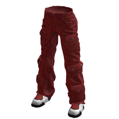 Cargo Pants Red Urban Baggy Cargos Canvas Y2K
