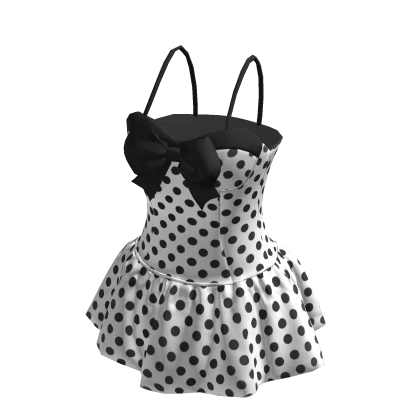 ✨ Polka Dots White and Black Bow Dress