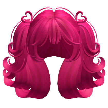 Swirly Short Heart Pigtails (Hot Pink)