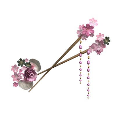 Harajuku Gyaru McBling Floral Chopstick White Pink