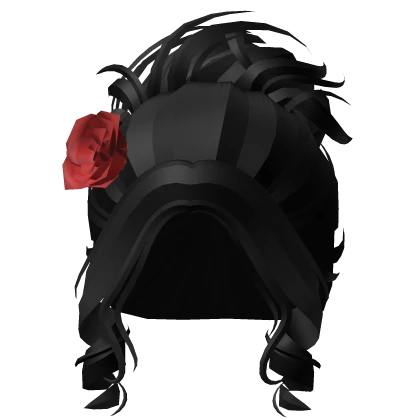 Valentines Rose Flower Messy Bun in Black
