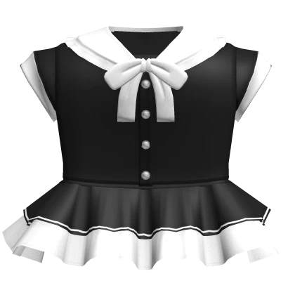 kawaii school button up dress in black and white