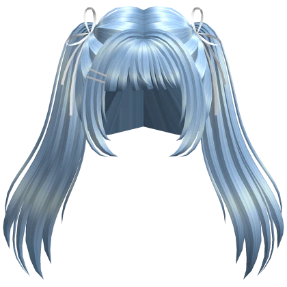 ♡ cutesy long pigtails w/ ribbons (blue)