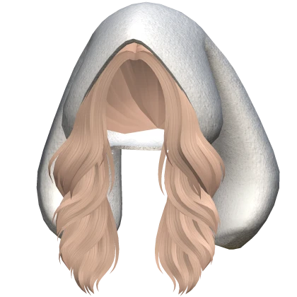 Flowy Soft Wavy Hair w White Bunny Hood in Blonde