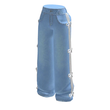 ♡ cute ribbon & bow denim jeans - light blue