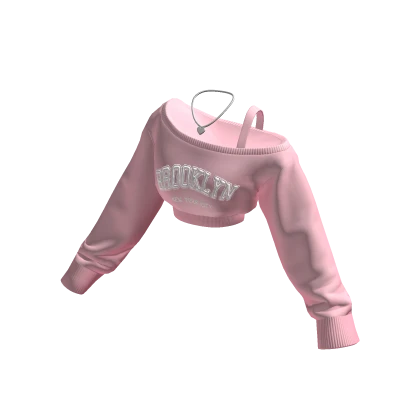 Brooklyn Cropped Off Shoulder Shirt Pink Necklace