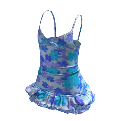 Y2K Gyaru Ganguro Lace Mini Dress | Tropical Blue