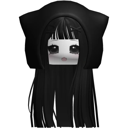 moe emo grunge hair w kitty face and hat black