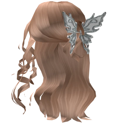 Curled half up hair w butterfly clip - Blonde