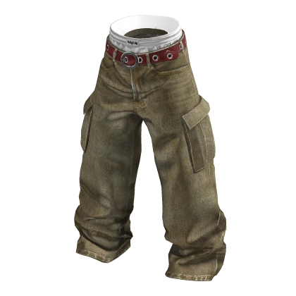 💗Y2K LAYERED DENIM CARGO PANTS_KHAKI