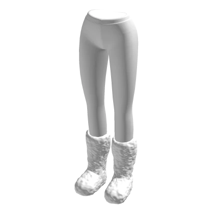 White Leggings w/ White Fuzzy Fluff Boots