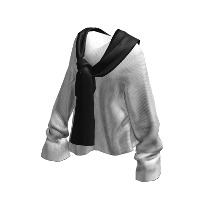 cute cozy tie knit sweater (white & black)