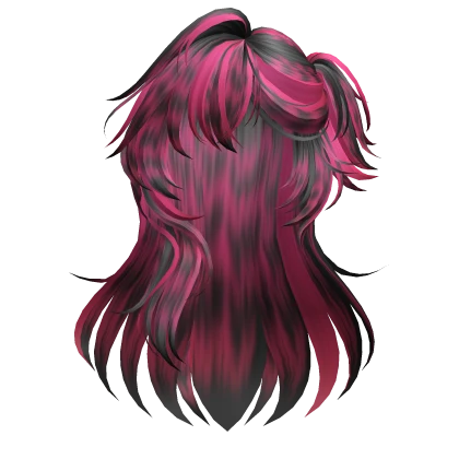 Scene RaccoonTail HalfUp Side Pigtail (Black&Pink)