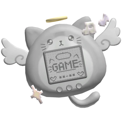 ʚ kawaii grey kitty angel gatchi keychain 