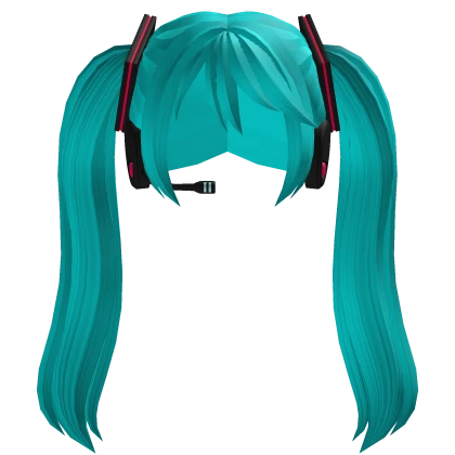 Miku Hair Red Headphones