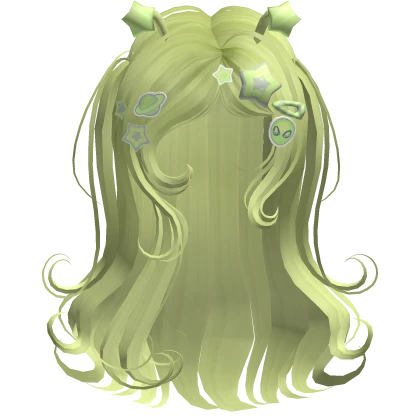 ♡ Alien Star Girl Hair w/ Charms (Green)