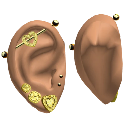 𝓢𝓢 | Ears With Diamond Heart Earrings Gold