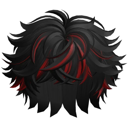 Messy Fluffy Anime Boy Hair (Black & Red)