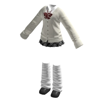 🍀Gyaru Cardigan School Outfit (White)