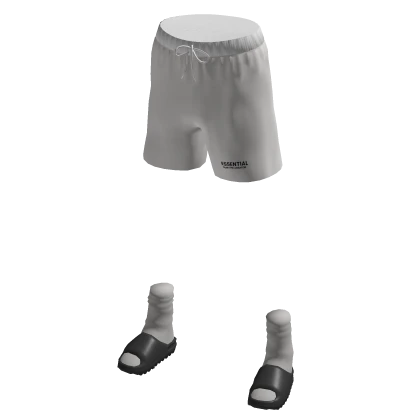 Light Grey Essential Shorts w/ Ye Slides
