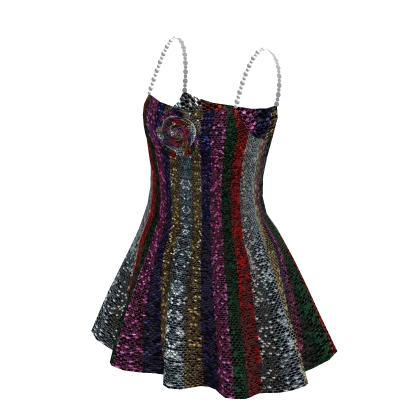 Sparkled Rose Stripe Dress - Laufey