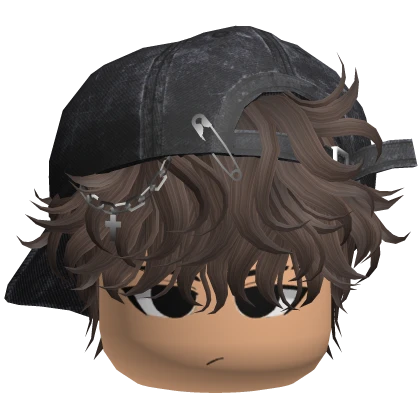 Messy Hair w/ Backwards Cap & Face (Brown)