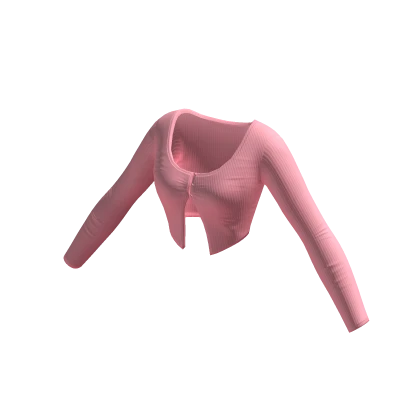Pink Split Front Button Crop Top