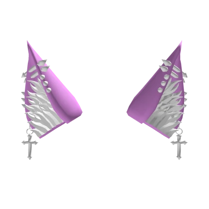 Pierced Pink White Cat Ears