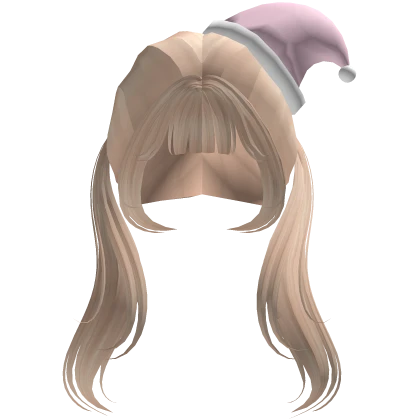 Cute Blond Christmas Girl Hair With Pink Santa Hat
