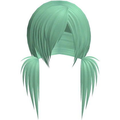 mint green messy scene low pigtails