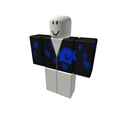 Gengar Streetwear Sad Black DH Hoodie Blue chrome